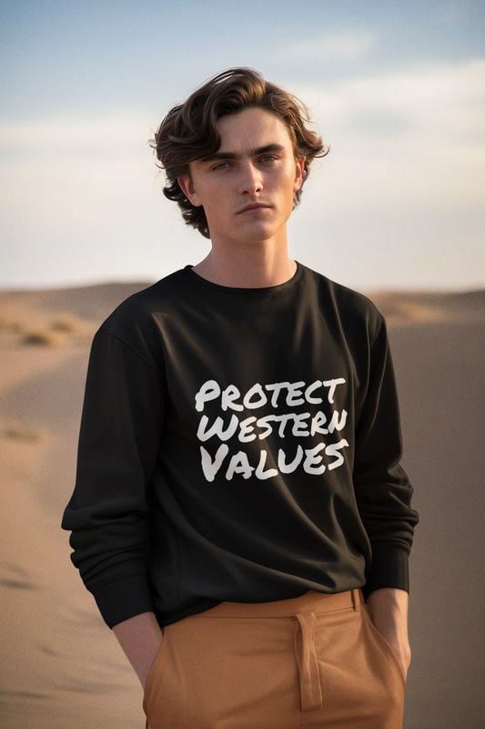 "Protect Western Values Pullover Sweatshirt - Bold & Controversial Hoodie, Equality Statement Sweater, Social Justice Apparel"